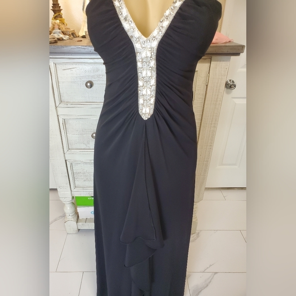 JS Boutique Black Strapless Dress with Silver Accents - Picture 6 of 9